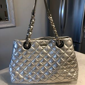 Kate Spade silver metallic quilted bag